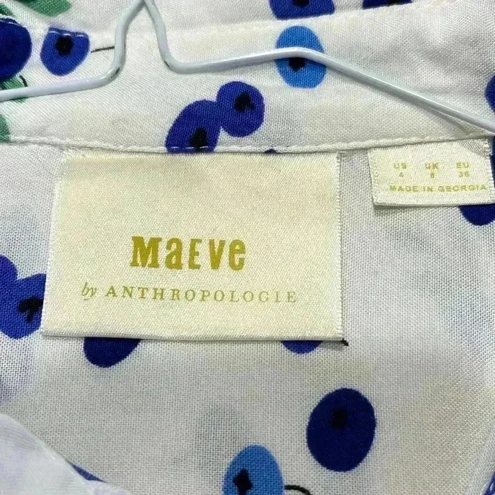 Anthropologie Maeve Novelty Print Blouse Top Fruit Blueberry Sz 4 Small - Picture 9 of 12